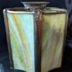 FURTHER REDUCED Vintage 6-Pane Stained Glass Ceiling Light Shade – c 1950s/1960s